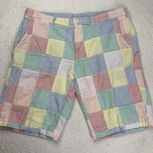 Brooks Brothers Bermuda Mens Shorts Patchwork Stripe Seersucker Multicolor Sz 36